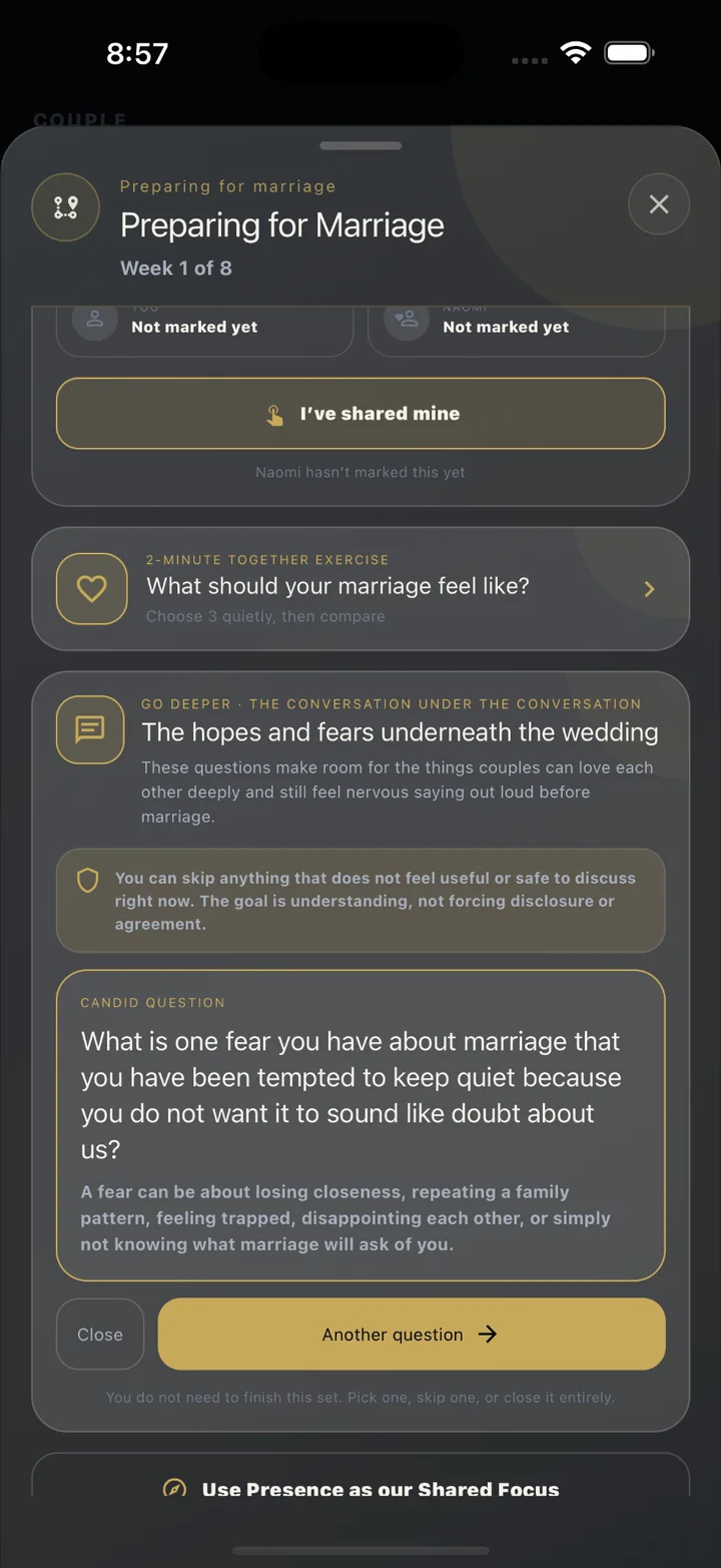 Optional Candid Question inside an Anchor Us Guided Journey