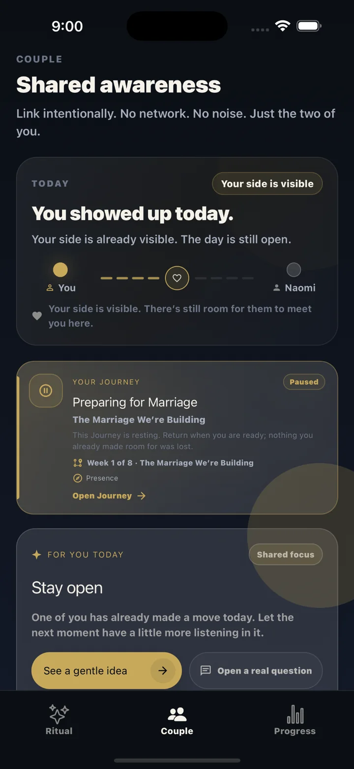 Active Guided Journey shown on the Anchor Us Couple screen
